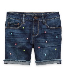 Arizona Blue Wash Colored Dots Girls Denim Shorts